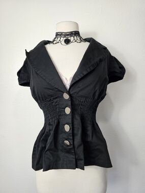 Black Button Up Peplum Top